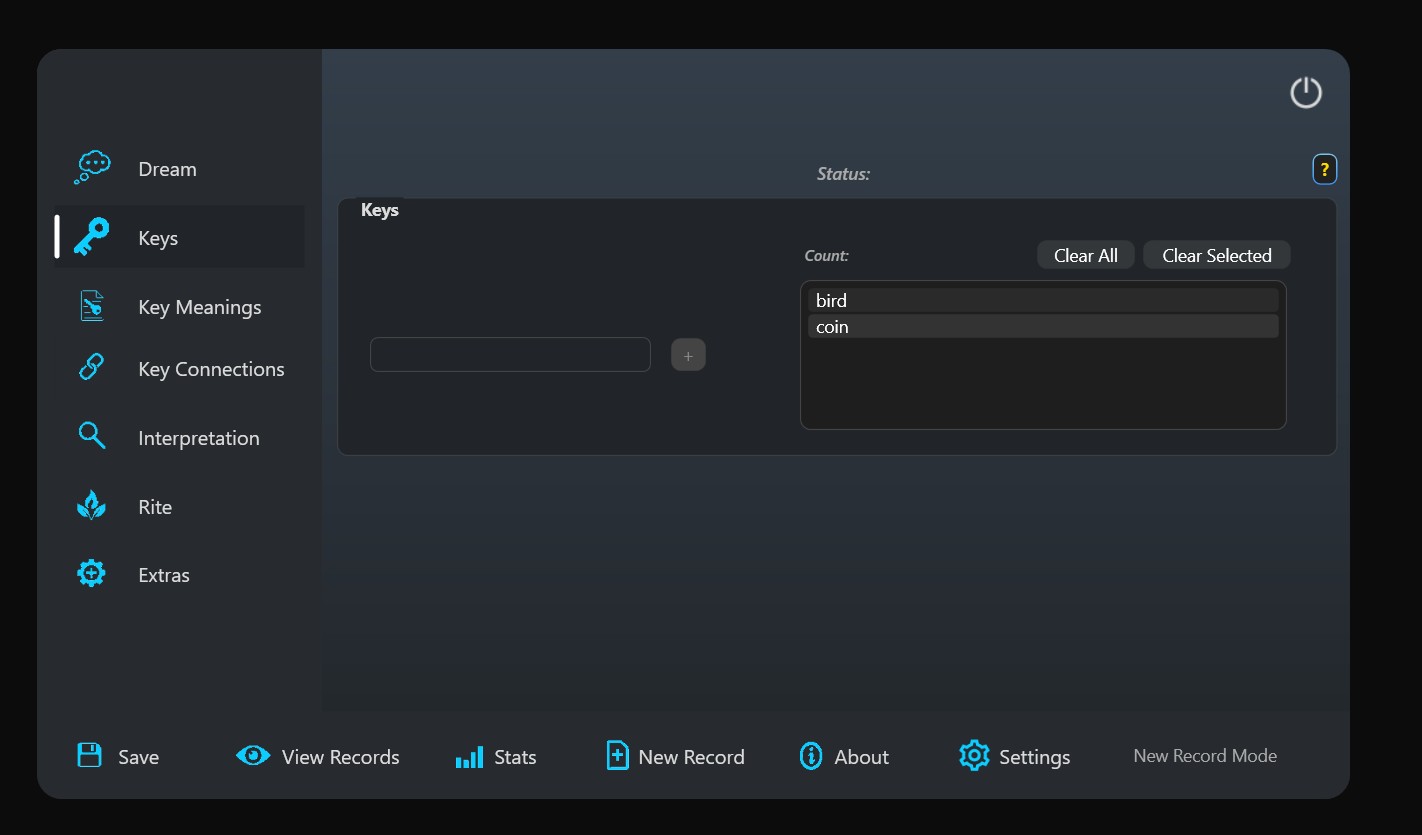 Dream Recorder Keys Feature