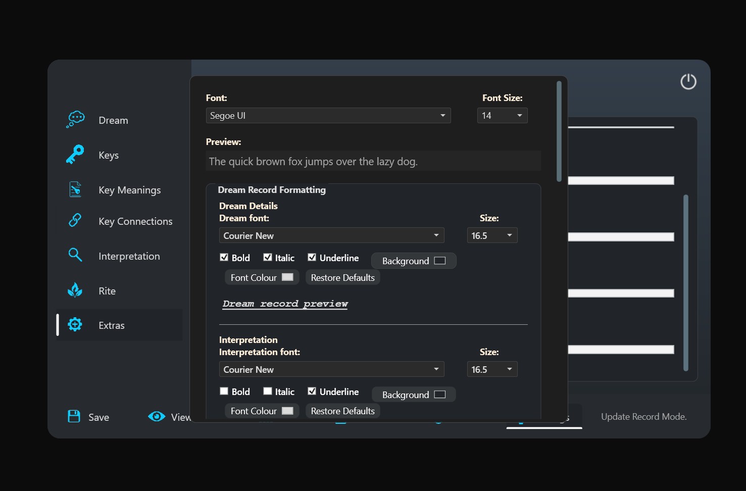 Dream Recorder Settings Example 1