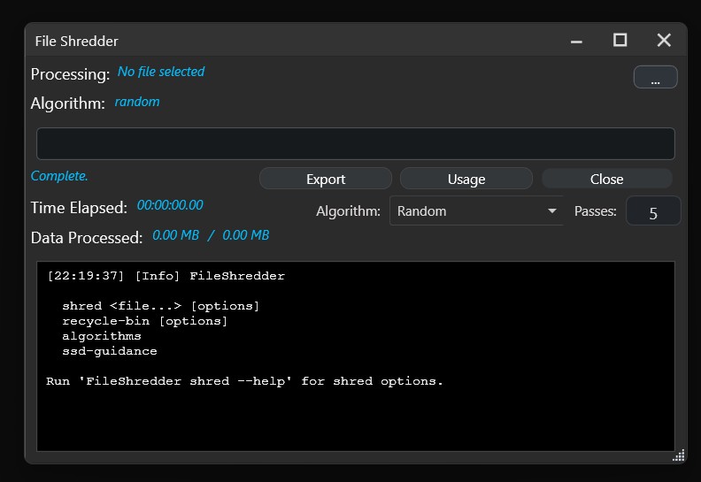 File Shredder main window